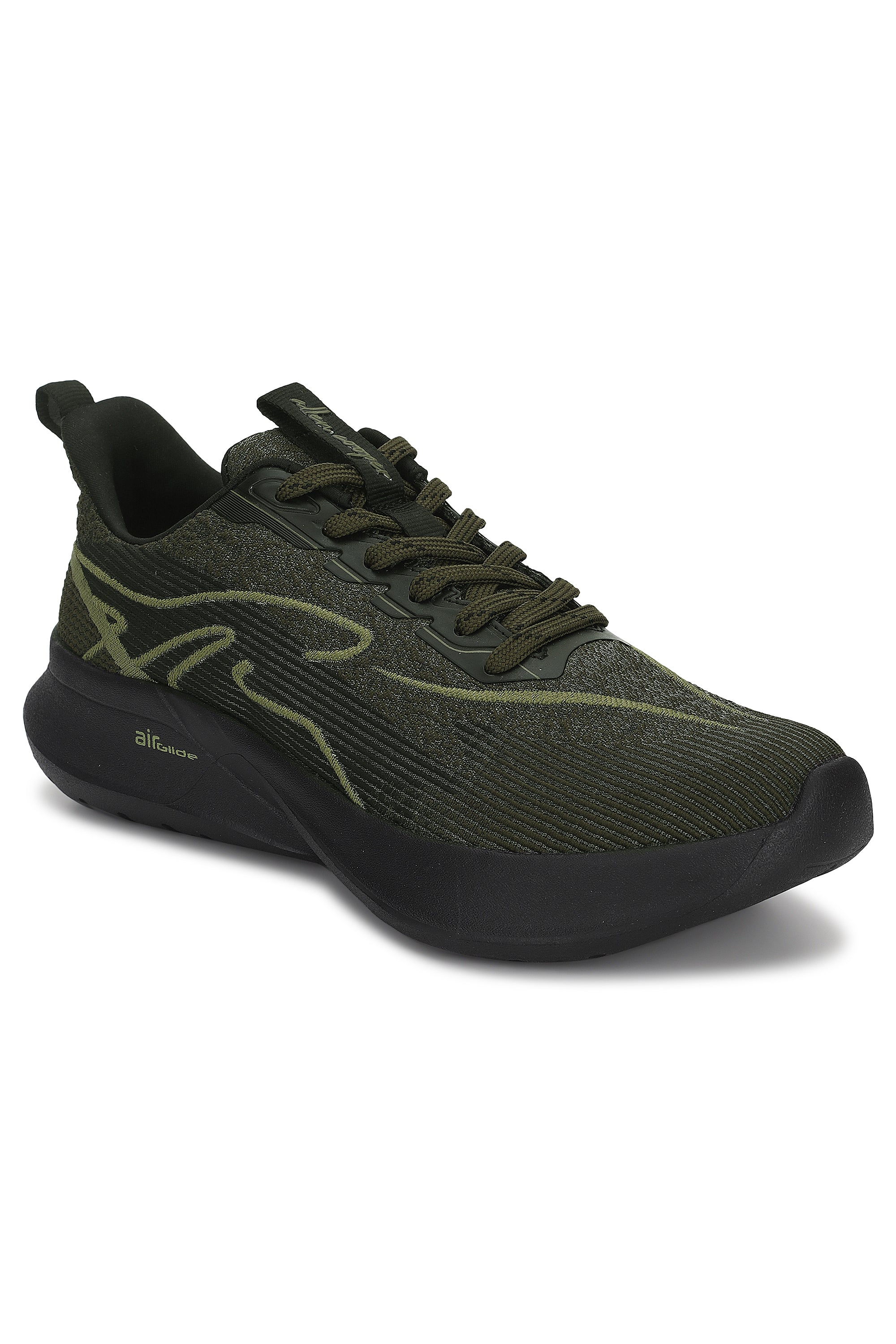 Allen Cooper Air Collection Ergonomic Design Responsive Cushioning Toe Heel Spring Running Shoes For Men (Black)