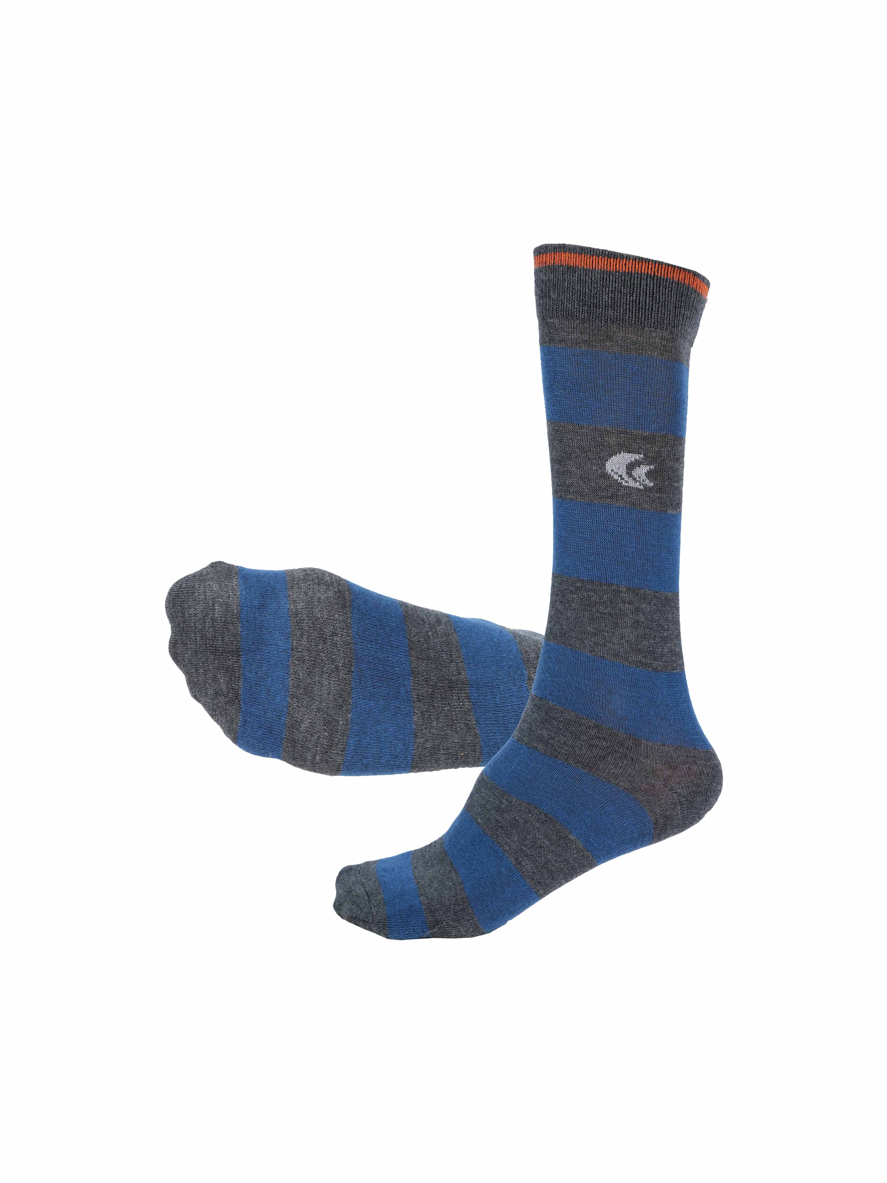 Allen Cooper Men Striped Mid-Calf/Crew (Pack of 3)