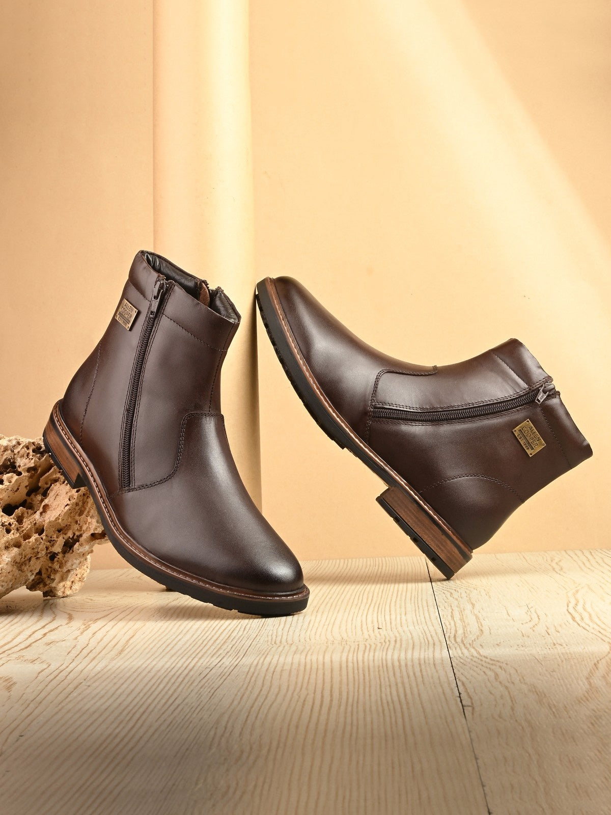 Allen Coper Men's Genuine Leather Comfortable Boots With Memory Foam Insole